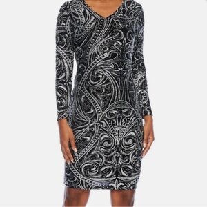 Blu Sage Black and Silver Long Sleeve Dress